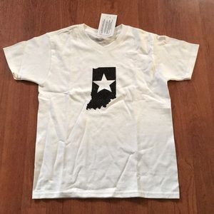 White with black glitter Indiana tee